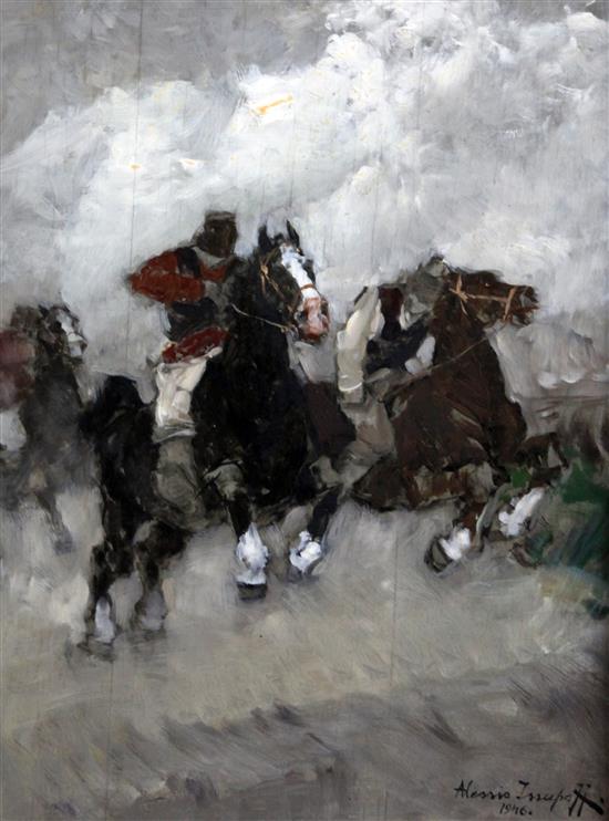 Alessio Issupov (1894-1957) La Gara (The Race) 19 x 14.5in.